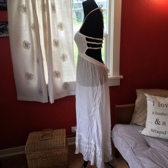 White Backless Maxi Summer Dress Halter - Picture 4 of 6